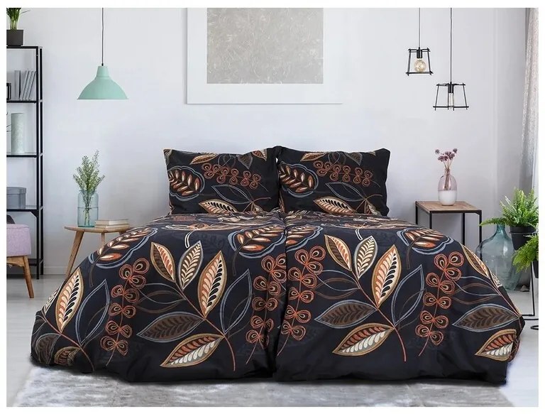 B.E.S. Petrovice Pościel flanelowa Nocne liście, 140 x 200 cm, 70 x 90 cm