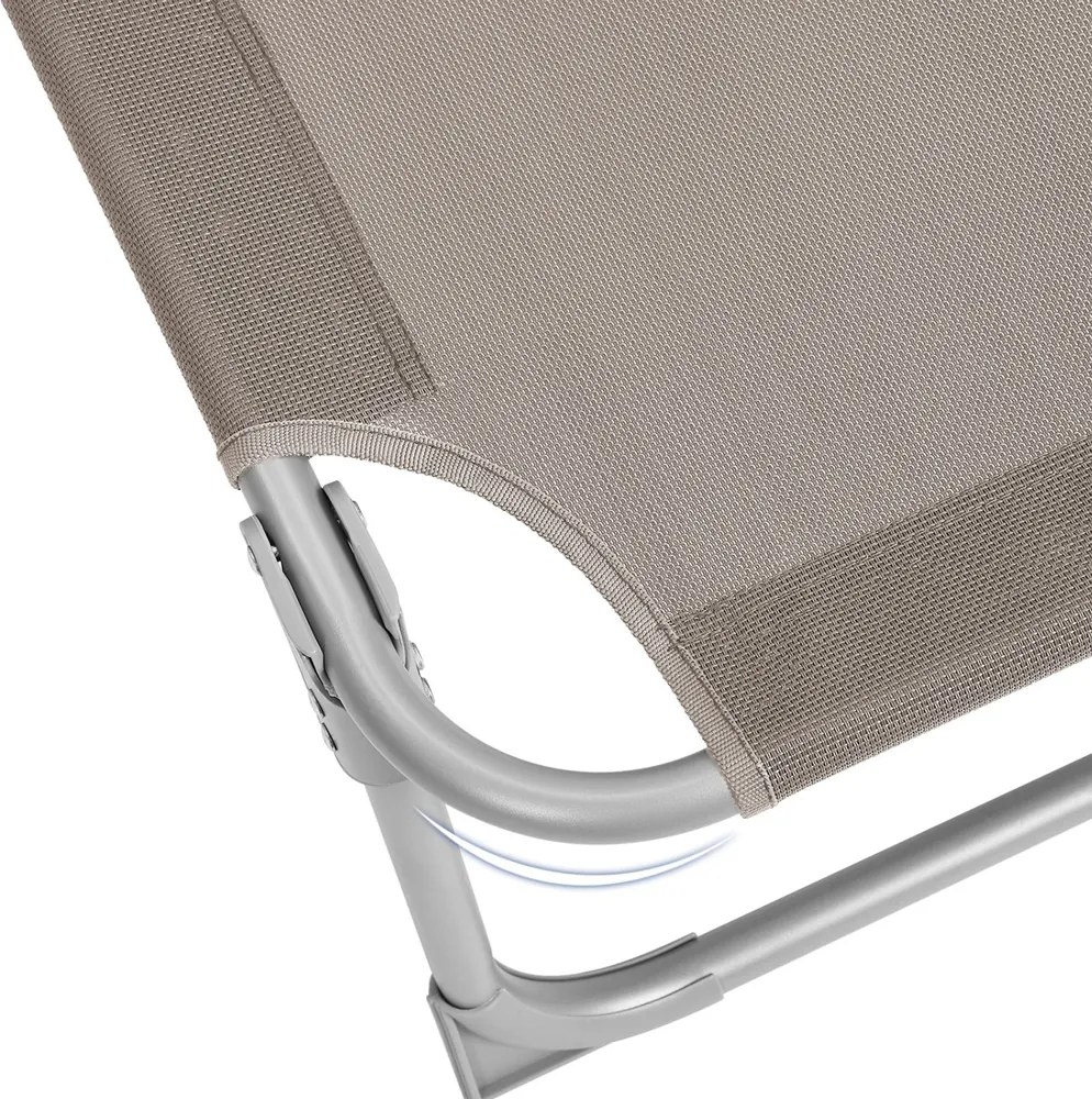 Leżak ogrodowy LAGUNA z regulowanym daszkiem, 193x53x29cm, brązowo-szary (taupe) SongmicsHome