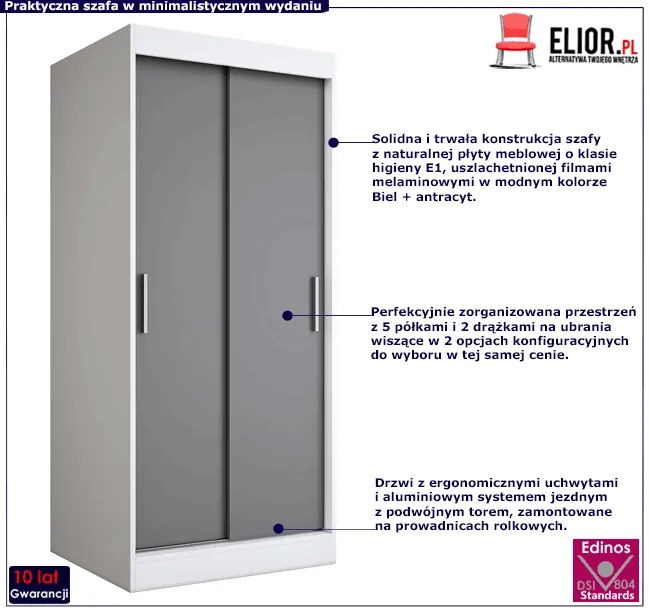 Szafa przesuwna biel + antracyt C2-C04