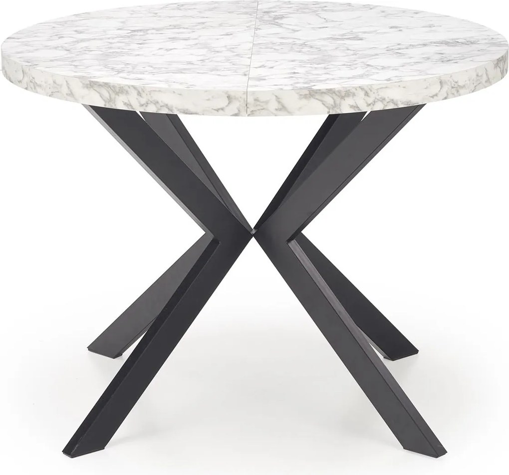 Okrągły rozkładany stół do jadalni Peroni biały marmur / czarny