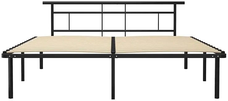 Czarne metalowe łóżko małżeńskie 160x200 cm - Nikel