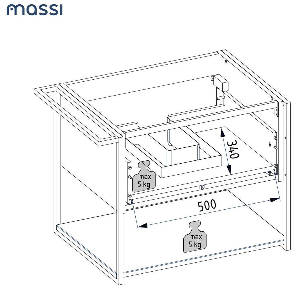 Szafka łazienkowa wisząca biała loftowa 60 x 45 cm z czarnym blatem o strukturze kamienia VALO