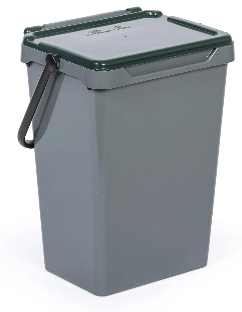 Kosz plastikowy na śmieci do segregacji, 35 l, szary + ciemnozielony