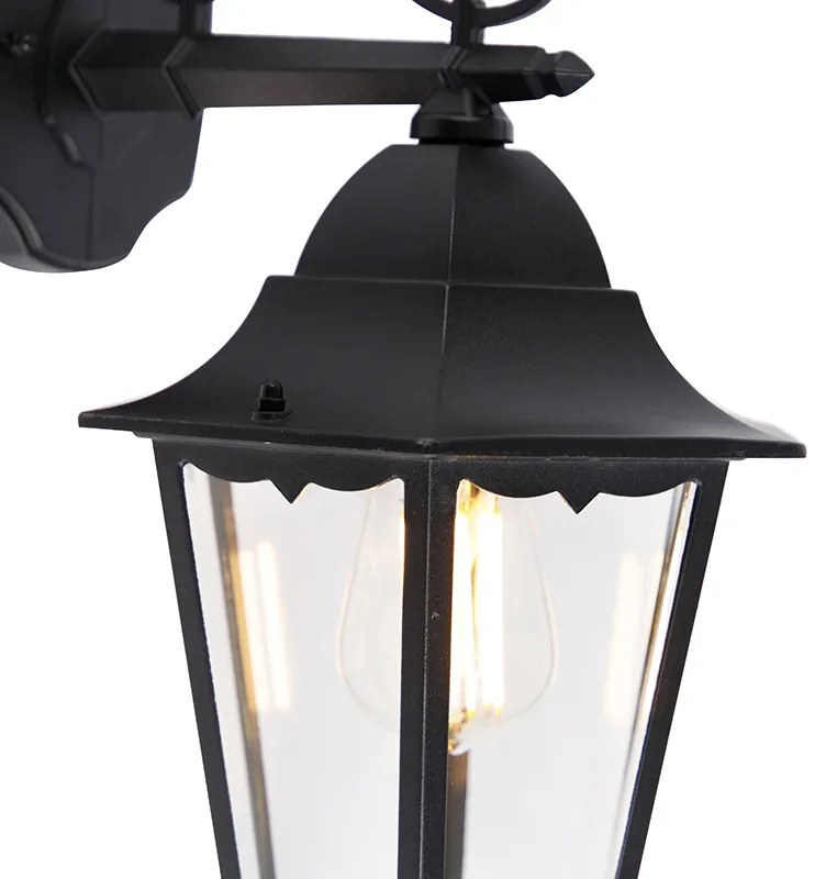 Klasyczna zewnętrzna lampa ścienna czarna IP44 - Havana Down