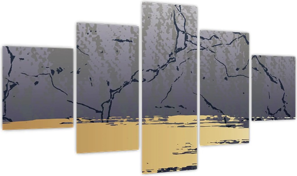 Obraz - Niebiesko-złota abstrakcja N⁰1 (125x70 cm)