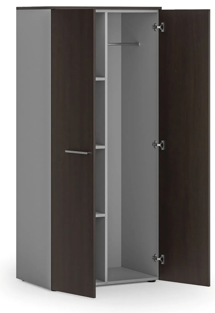 Szafa ubraniowa biurowa PRIMO GRAY, 3 półki, drążek do szafy, 800 x 500 x 1781 mm, szary/wenge