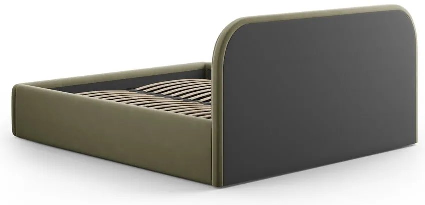 Zielone tapicerowane łóżko dwuosobowe ze schowkiem ze stelażem 200x200 cm Juno – Windsor &amp; Co Sofas