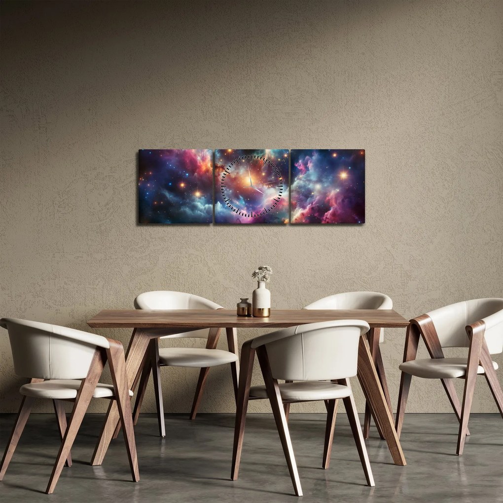 Obraz - Ciemny kosmos (z zegarem) (90x30 cm)