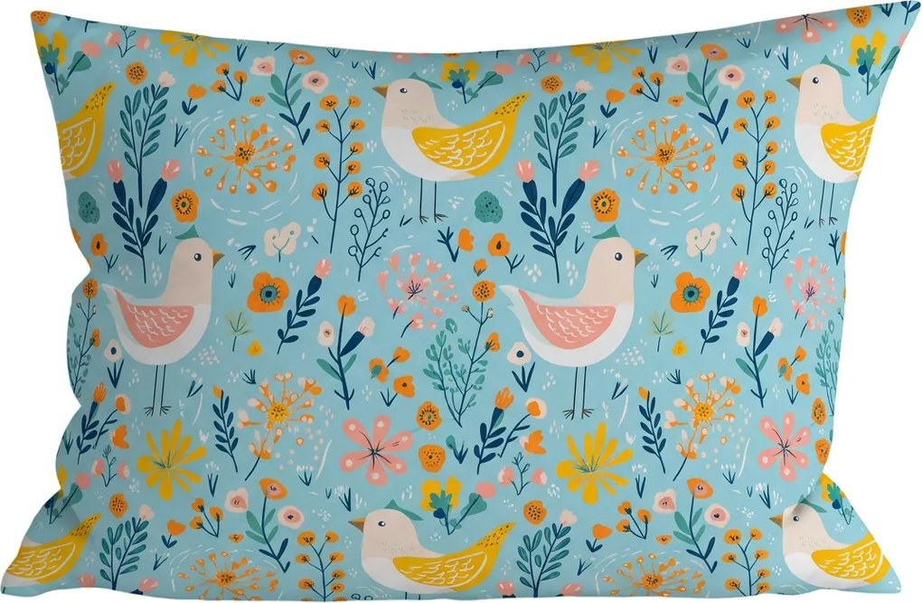 Poszewka na poduszkę z mikrofibry SPRING TWEET 70x90 cm, kolorowy