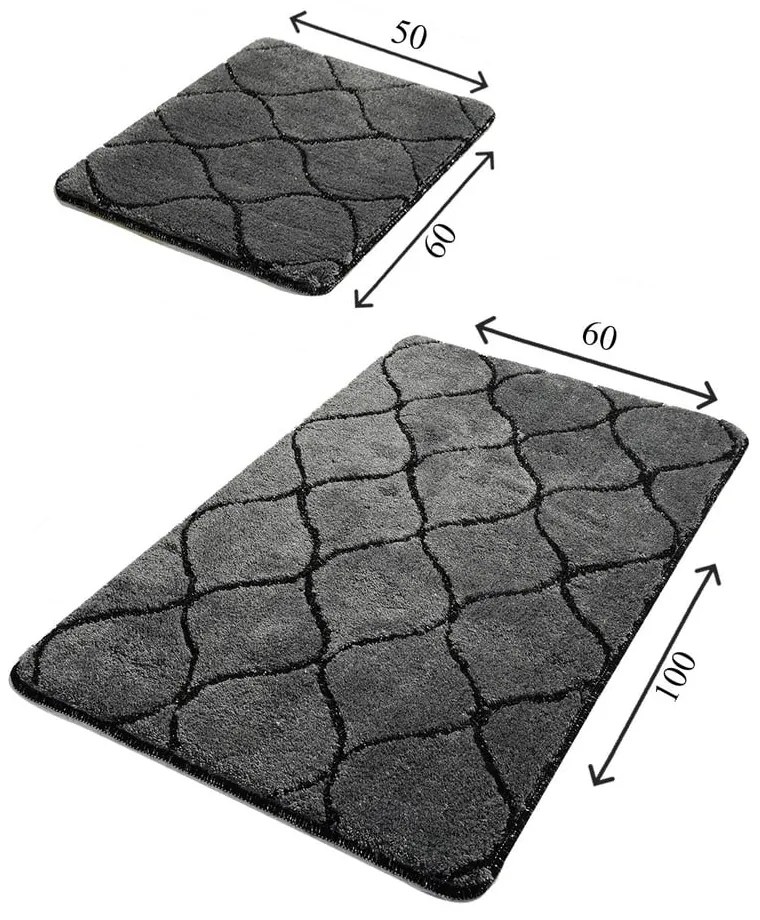 Zestaw 2 ciemnoszarych prostokątnych dywaników łazienkowych Foutastic Wave