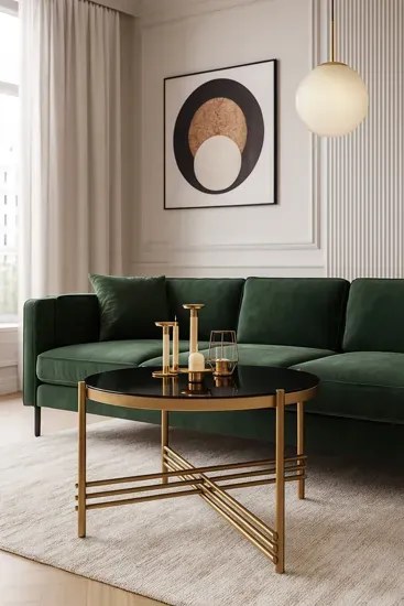Okrągła Złota Ława W Stylu Glamour E8-D68