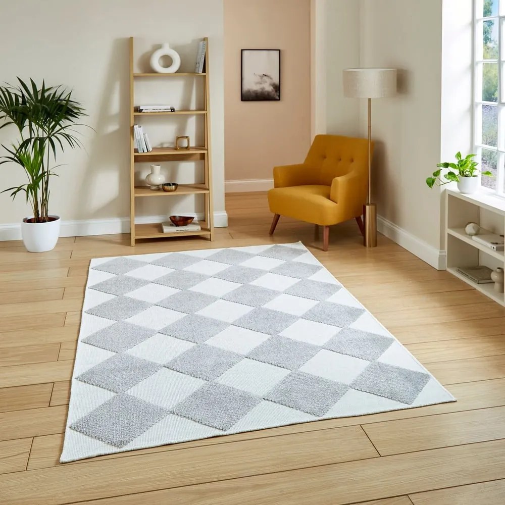 Biało-jasnoszary dywan odpowiedni do prania 200x290 cm Lyna Cream&amp;Grey – Think Rugs