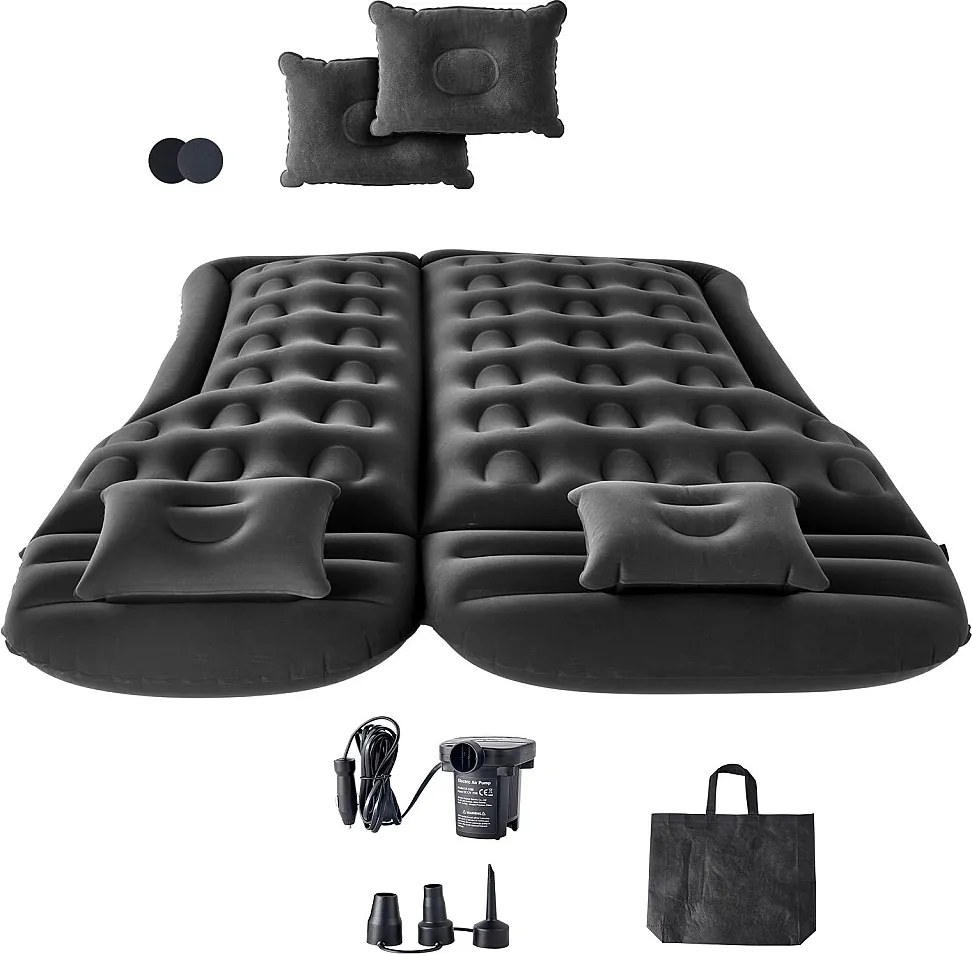 Materac Nadmuchiwany, SucceBuy Nadmuchiwany Materac Samochodowy Kocyk do Spania z Pompą Powietrzną Czarny