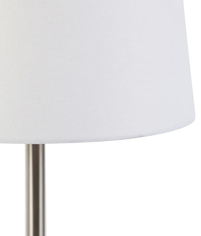 Nowoczesna lampa stołowa stalowa z białym kloszem 32 cm - Simplo Nowoczesny Oswietlenie wewnetrzne