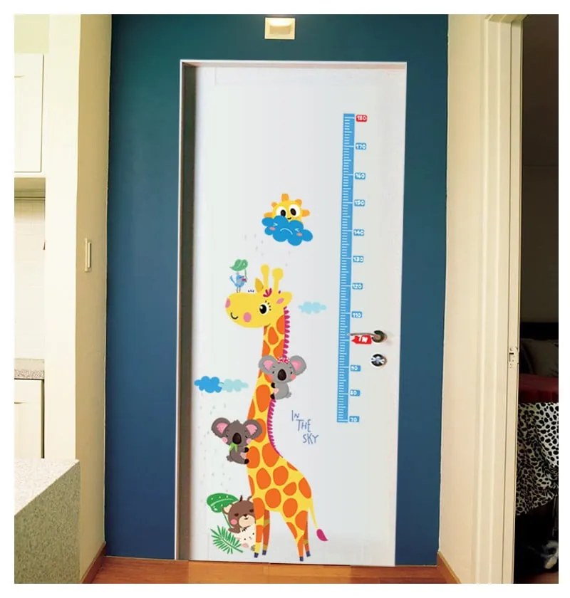Naklejka dziecięca do mierzenia wzrostu na drzwi/na ścianę 60x120 cm Giraffe & Koalas – Ambiance