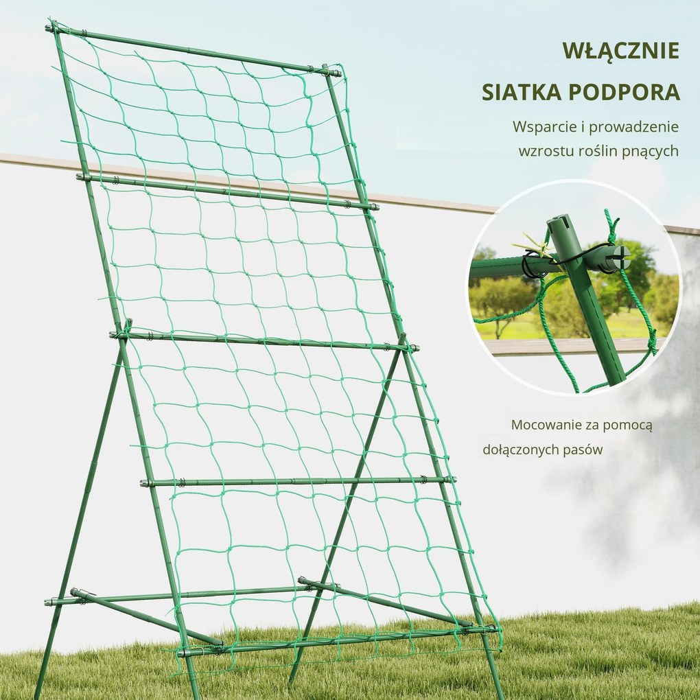 Outsunny Stalowa pergola do pnączy w kształcie A nie rdzewiejąca, do roślin pnących 101x133x227 cm, Zielona