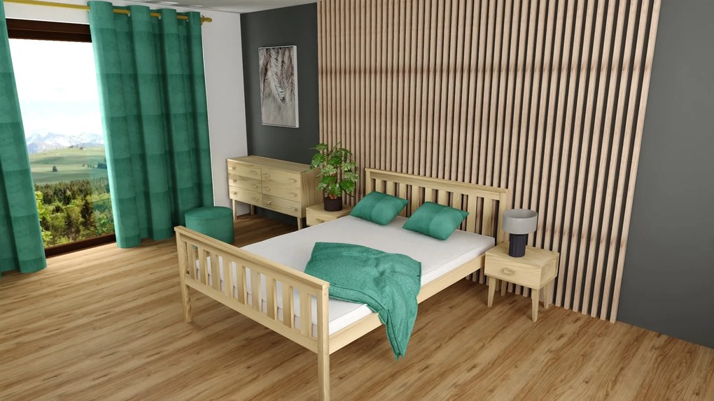 Łóżko KALEA 90 x 200 cm, sosna Stelaż: Ze stelażem listwowym rolowanym elastycznym, Materac: Materac Sommera 18 cm