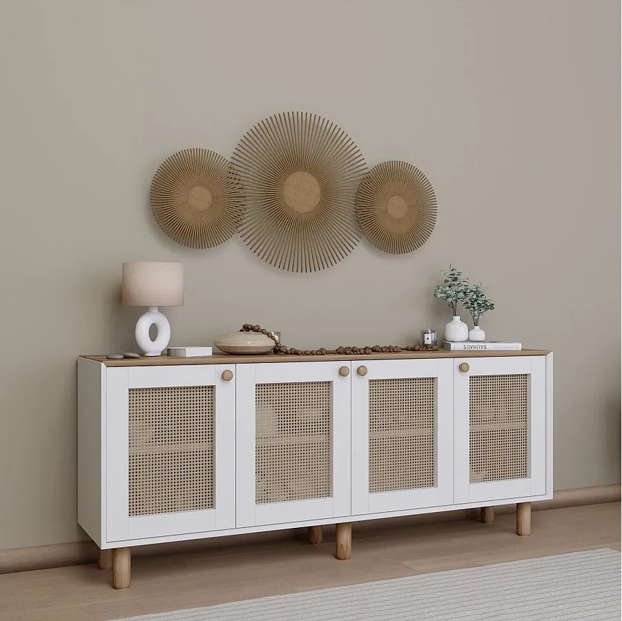 Komoda – 180 cm x 75 cm x 40 cm – Jasny orzech – Płyta wiórowa pokryta melaminą