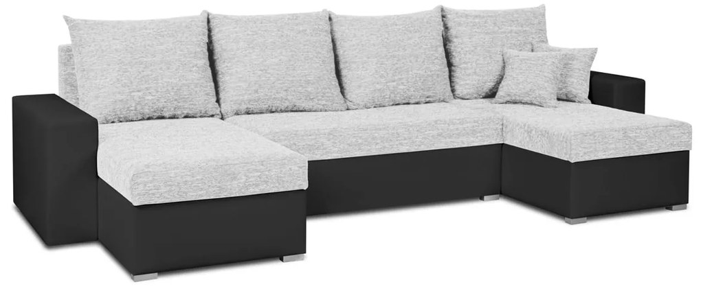 Narożnik z funkcją spania HUBERT-U Srebrny/Czarny