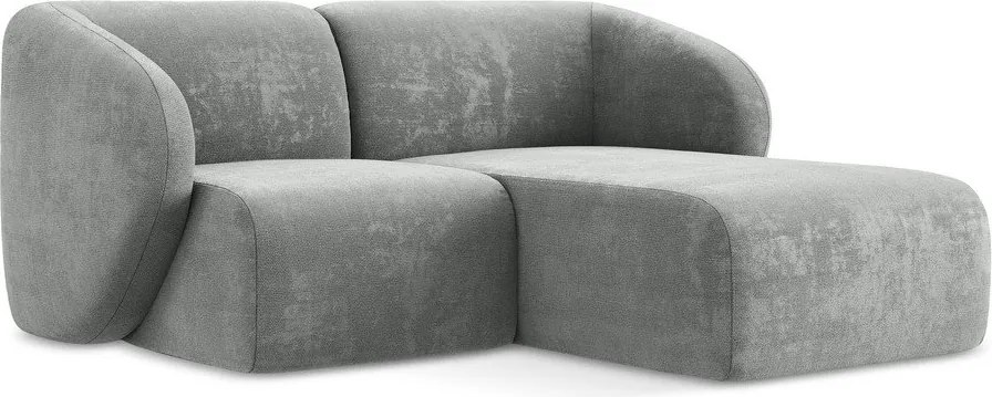 Szary narożnik z tkaniny szenilowej (prawostronny/z szezlongiem) Lani – Makamii