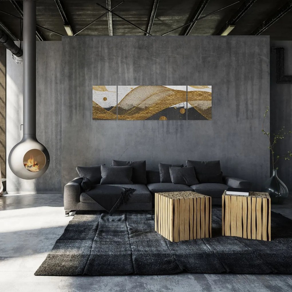 Obraz - Złote piórka (170x50 cm)