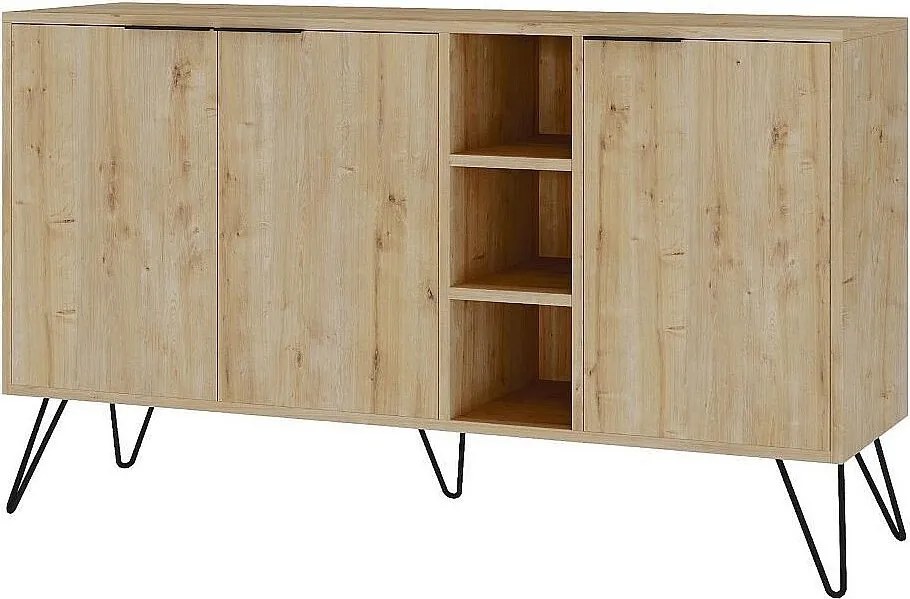 Nowoczesna komoda – 142 x 83 x 35,6 cm – dąb – melamina