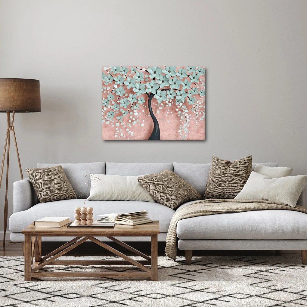 Obraz - Pastelowe niebieskie kwiaty (70x50 cm)