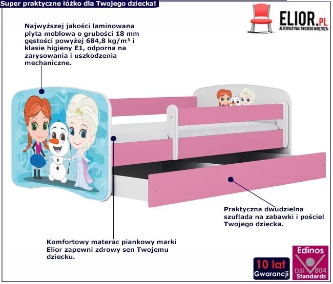 Łóżko dziewczęce z barierką mix 80x180 G5-P90