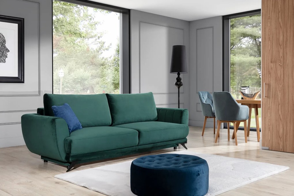 Sofa rozkładana z funkcją spania MEGIS VELVET granatowa ELTAP