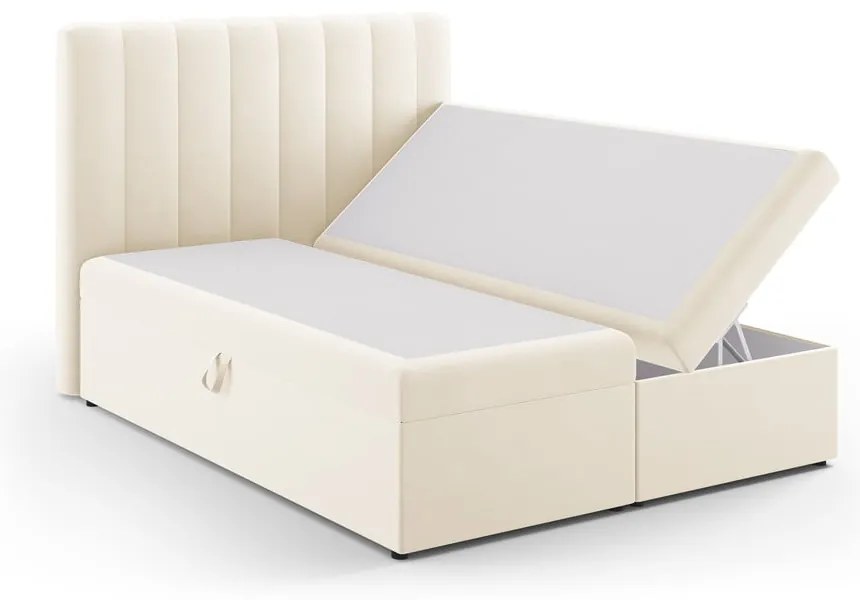 Beżowe łóżko boxspring ze schowkiem 160x200 cm Gina – Milo Casa