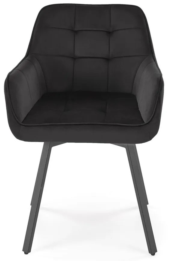 Krzesło do jadalni obrotowe z podłokietnikami czarne welurowe K588