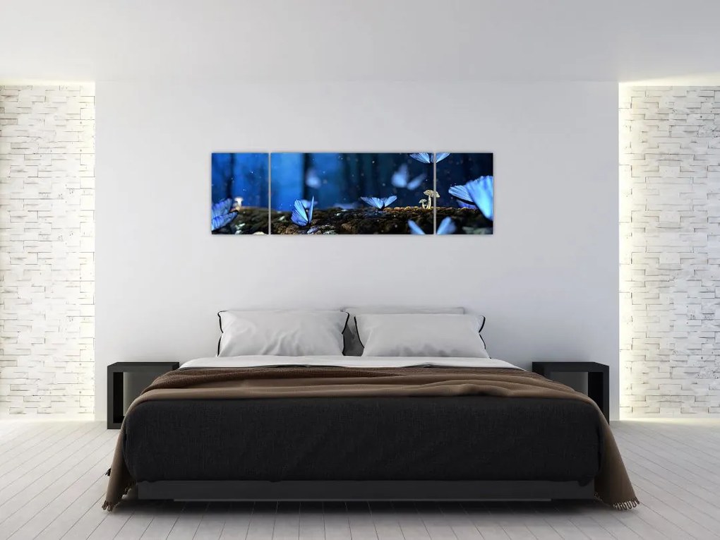 Obraz niebieskich motyli (170x50 cm)