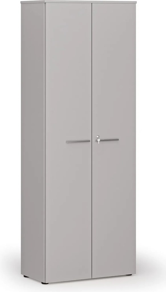 Szafa biurowa z drzwiami PRIMO GRAY, 800 x 420 x 2128 mm, szary