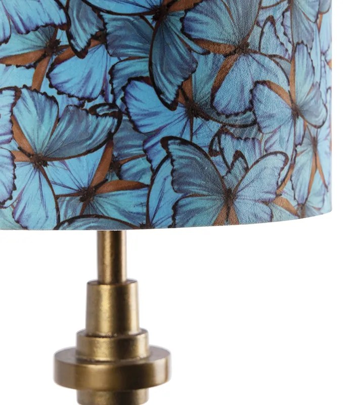 Lampa stołowa brązo-welurowa z motywem motyla 40 cm - Diverso ArtDeco Oswietlenie wewnetrzne
