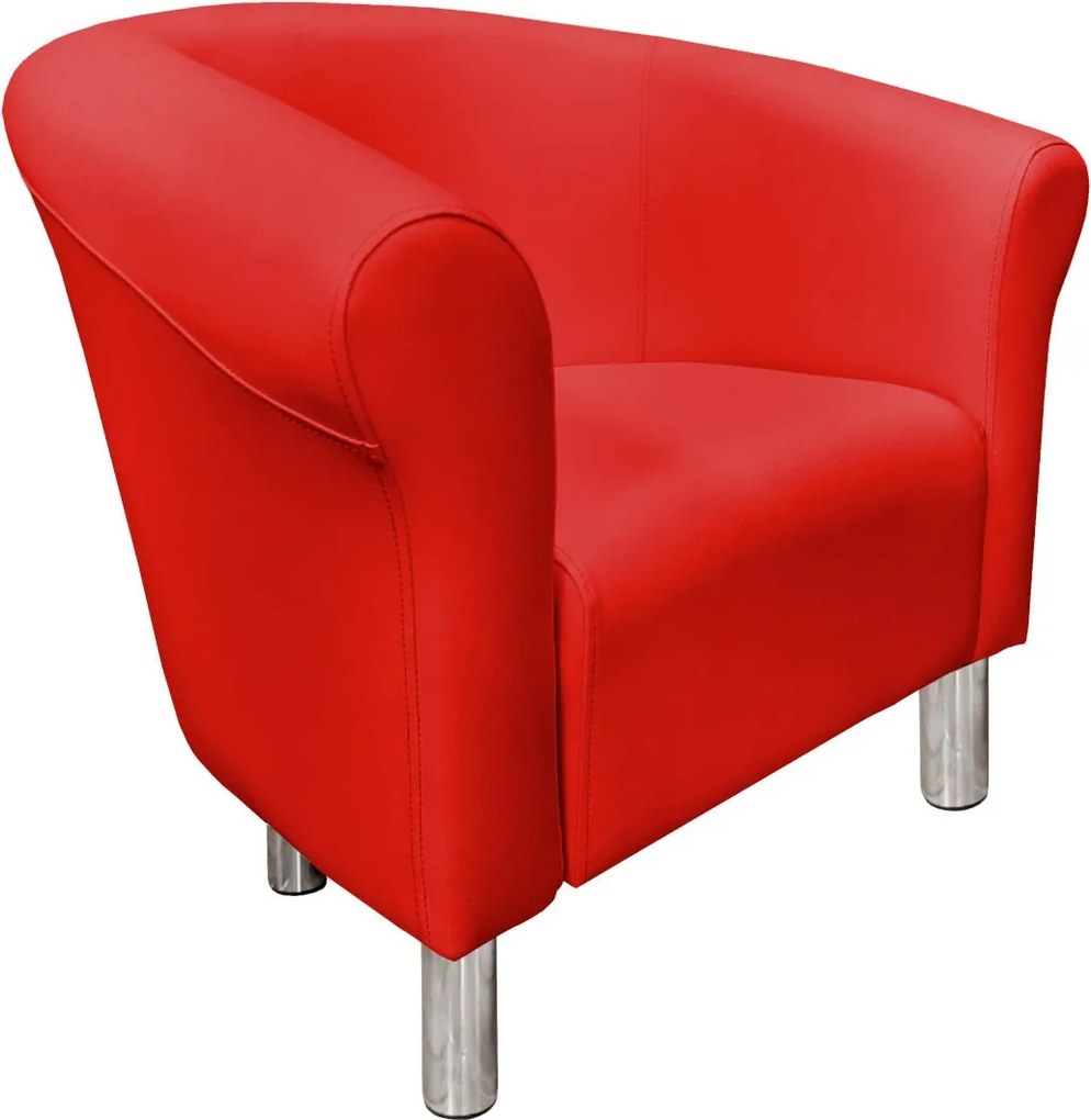 Fotel Milo tkanina Eko-skóra elegancki fotel do salonu i gabinetu : Kolor nogi - Chrom, Kolor tkaniny - EKO-SKÓRA - 15D, Wysokość nogi - 15 cm