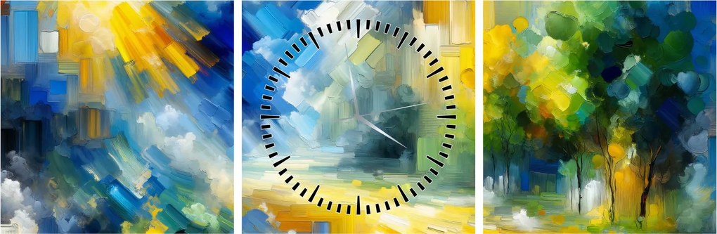 Obraz - Abstrakcyjny słoneczny dzień (z zegarem) (90x30 cm)