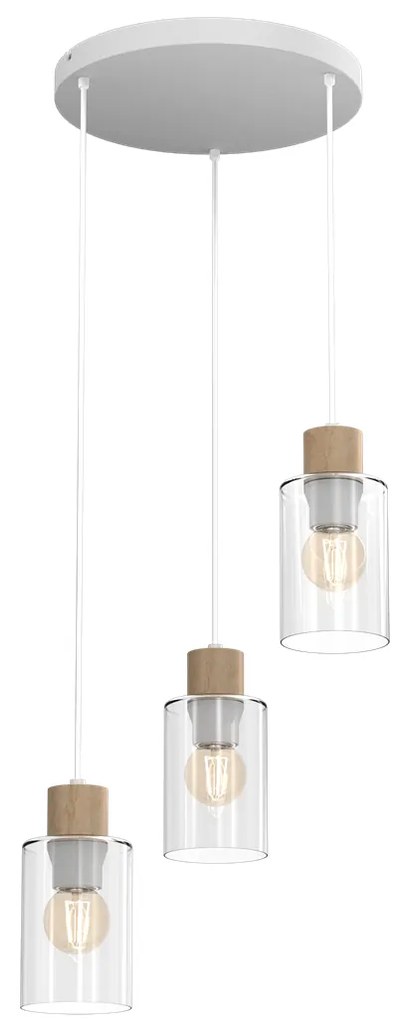 Lampa wisząca MADERA 3xE27, potrójna, na kole 3 klosze