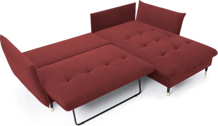 Narożnik GLAM Prawostronny z funkcją spania, zestaw z poduszkami wolnostojący tkanina RIVIERA 61 Burgundowy DOMO HOME