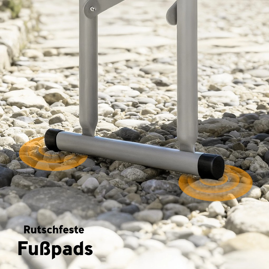 Outsunny Zestaw piknikowy 3 w 1, stół, 2 ławki, składany stół campingowy z uchwytami, z plastiku i metalu, biały