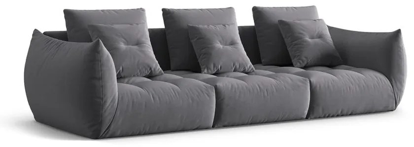 Ciemnoszara aksamitna sofa 332 cm Bloom – Micadoni