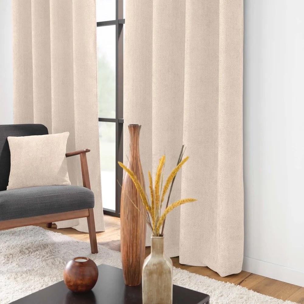Beżowa zasłona z szenilu 140x260 cm Leo – douceur d'intérieur