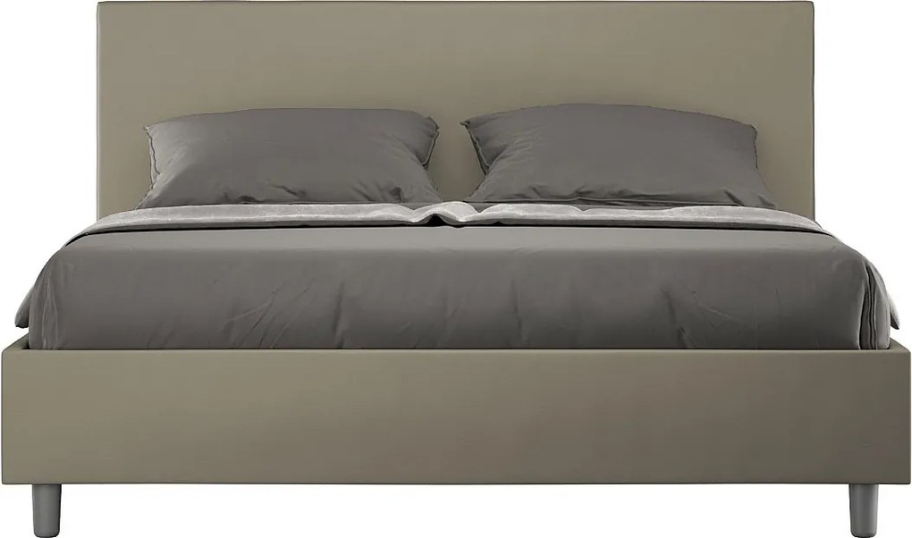 Łóżko wyposażone w stelaż z listwami tapicerowane 160x190 sztucznej skóry Cappuccino Adele
