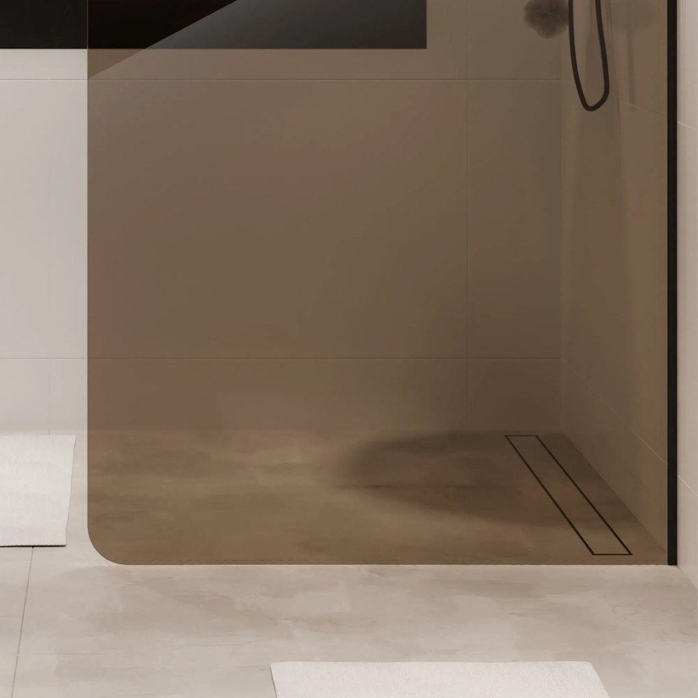 Ścianka prysznicowa WALK IN FIX brązowa 8 mm MOLIS NATURE Brown Round MASSI I Różne rozmiary : Kolor profili kabiny - złoty szczotkowany, Szerokość ścianki - 70 cm, Typ montażu - WALK in FIX (Do ściany)