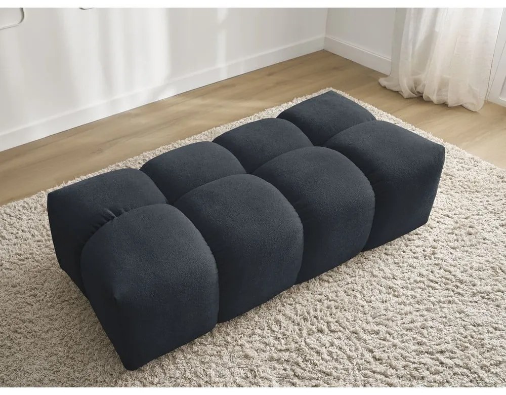 Ciemnoniebieski podnóżek z materiału bouclé Everest – Bobochic Paris