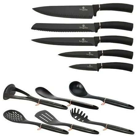 Berlinger Haus 12-częściowy zestaw przyborówkuchennych w stojaku Black Rose Collection
