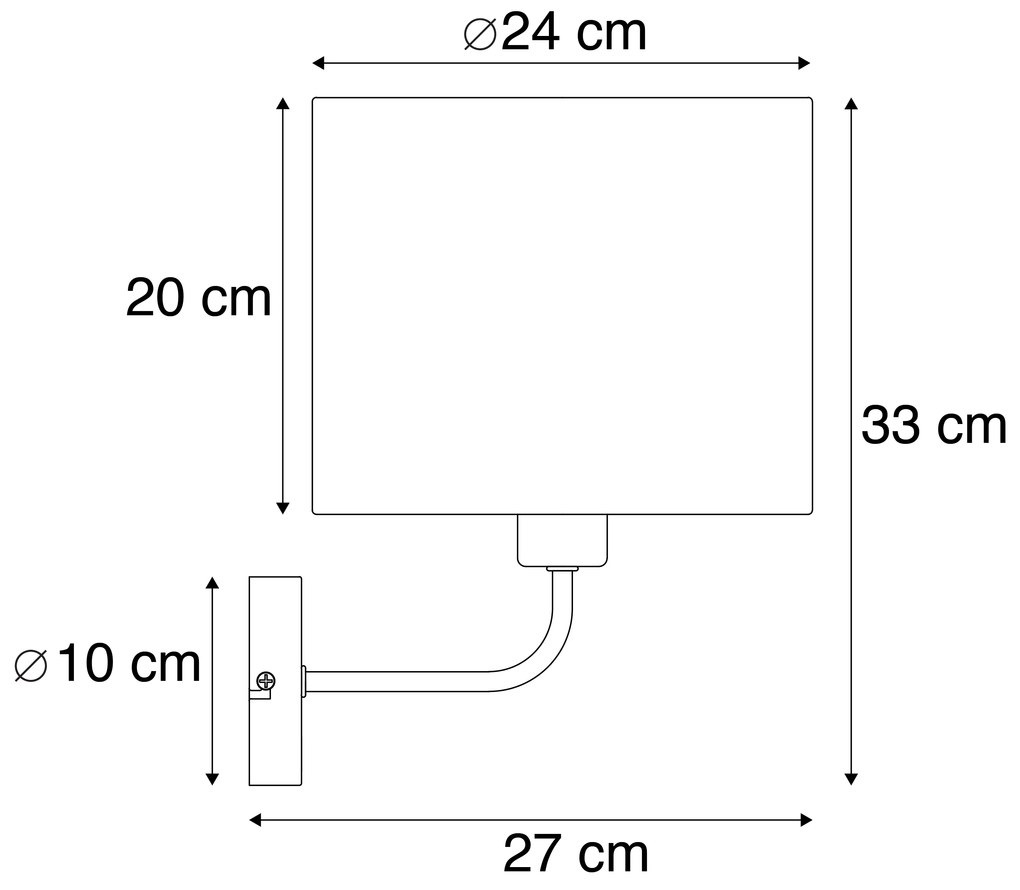 Klasyczna lampa ścienna złota z abażurem z tkaniny w kolorze białym - Cas