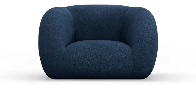 Niebieski fotel z materiału bouclé Essen – Cosmopolitan Design