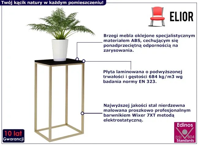 Nowoczesny stojak na kwiaty złoty + czarny - Mobis 6X