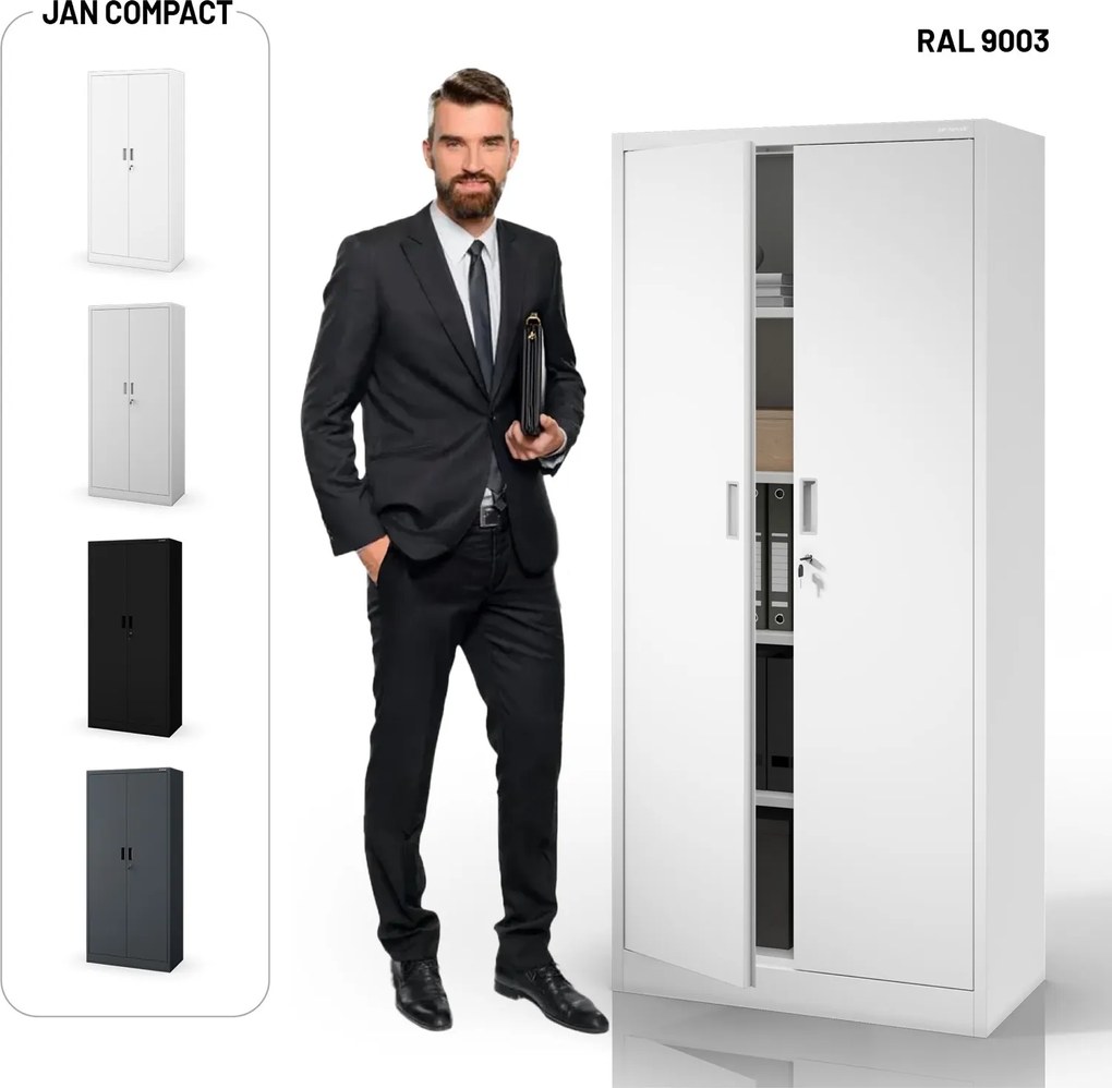Szafa biurowa na dokumenty Jan Compact 80x40x175 cm, kolor biały