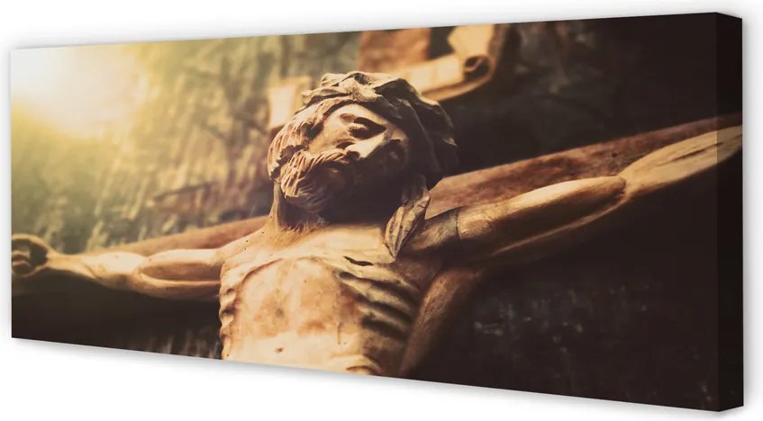 Duży obraz na płótnie Rzeźba Jezusa w Drewnie